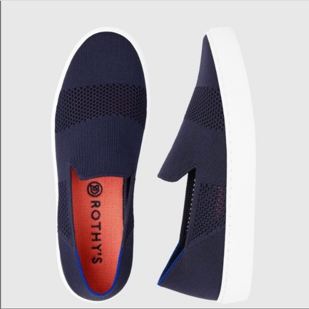 Rothy's Navy Knit Slip-On Sneakers with White Soles